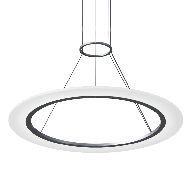 SONNEMAN Arctic Rings 30" 1-Light LED Bright Satin Aluminum Optical Acrylic Single Ring Pendant Light