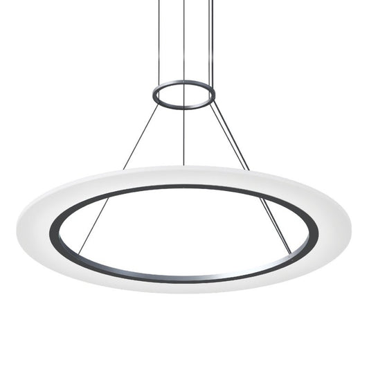 SONNEMAN Arctic Rings 30" 1-Light LED Bright Satin Aluminum Optical Acrylic Single Ring Pendant Light