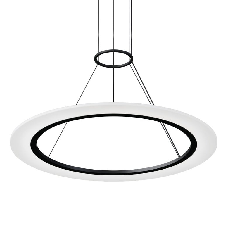 SONNEMAN Arctic Rings 30" 1-Light LED Satin Black Optical Acrylic Single Ring Pendant Light