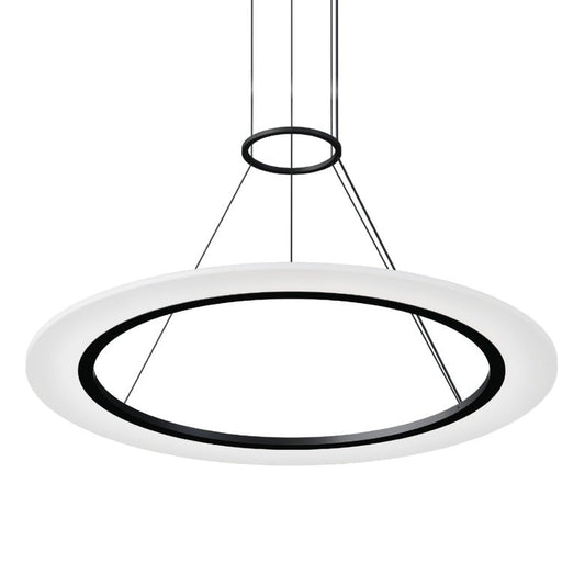SONNEMAN Arctic Rings 30" 1-Light LED Satin Black Optical Acrylic Single Ring Pendant Light
