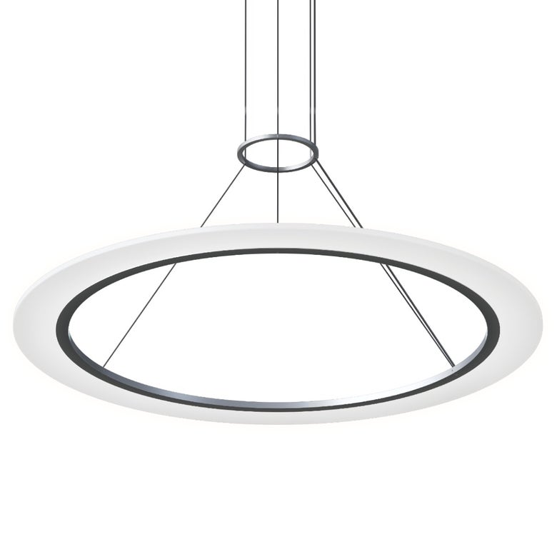 SONNEMAN Arctic Rings 36" 1-Light LED Bright Satin Aluminum Optical Acrylic Single Ring Pendant Light