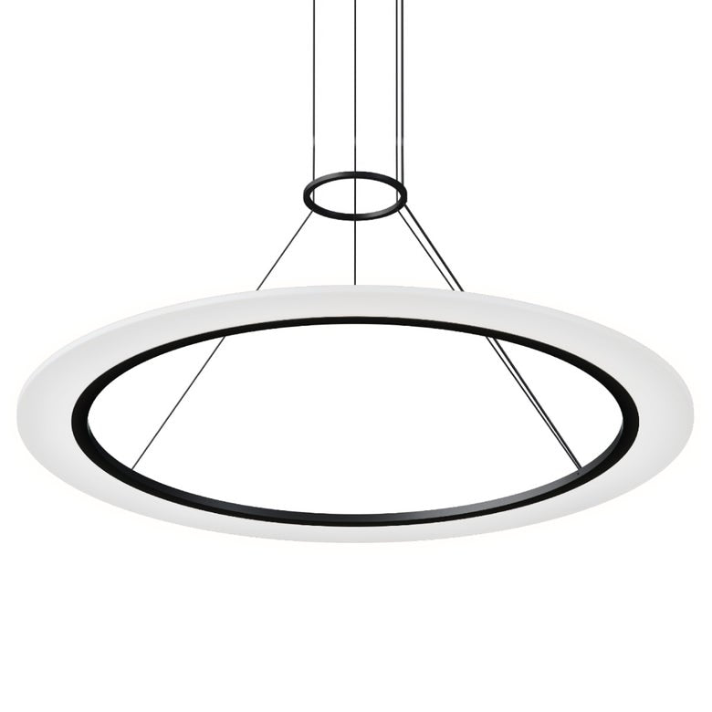 SONNEMAN Arctic Rings 36" 1-Light LED Satin Black Optical Acrylic Single Ring Pendant Light
