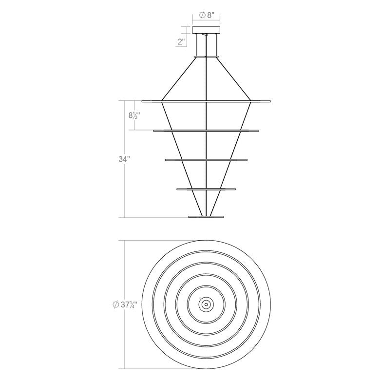 SONNEMAN Arctic Rings 5-Light LED Bright Satin Aluminum Frosted Acrylic Shade Chandelier