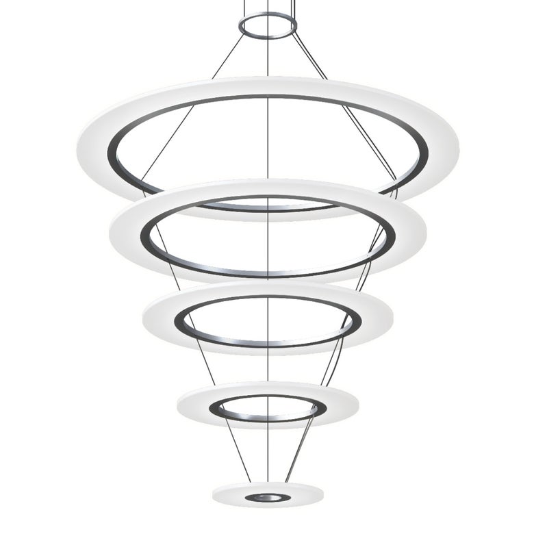 SONNEMAN Arctic Rings 5-Light LED Bright Satin Aluminum Frosted Acrylic Shade Chandelier