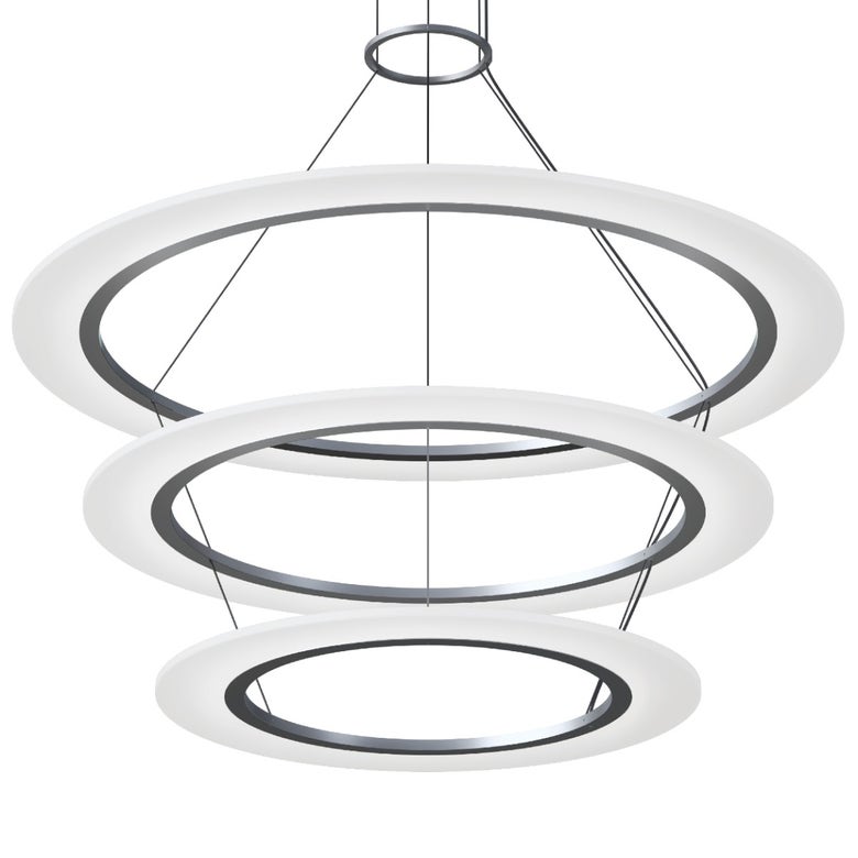 SONNEMAN Arctic Rings Large 3-Light LED Bright Satin Aluminum Frosted Acrylic Shade Chandelier