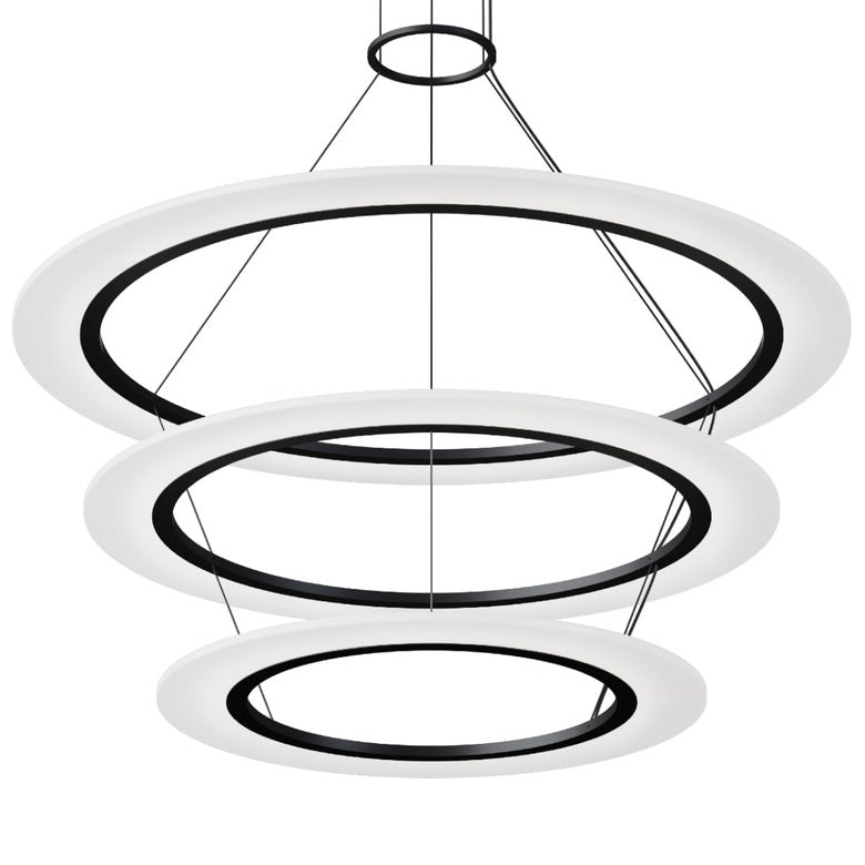 SONNEMAN Arctic Rings Large 3-Light LED Satin Black Frosted Acrylic Shade Chandelier