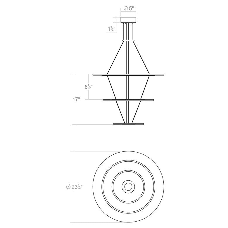 SONNEMAN Arctic Rings Small 3-Light LED Bright Satin Aluminum Frosted Acrylic Shade Chandelier