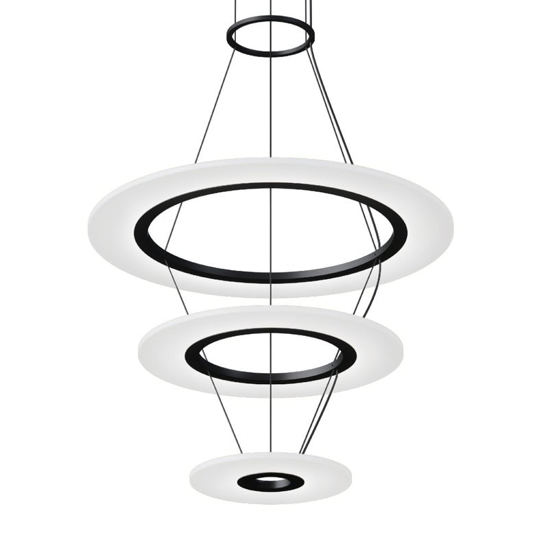SONNEMAN Arctic Rings Small 3-Light LED Satin Black Frosted Acrylic Shade Chandelier