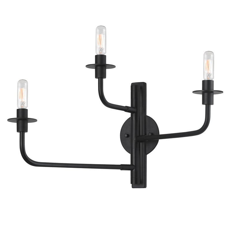 SONNEMAN Atelier 3-Light Satin Black Optical Acrylic Shade Wall Sconce