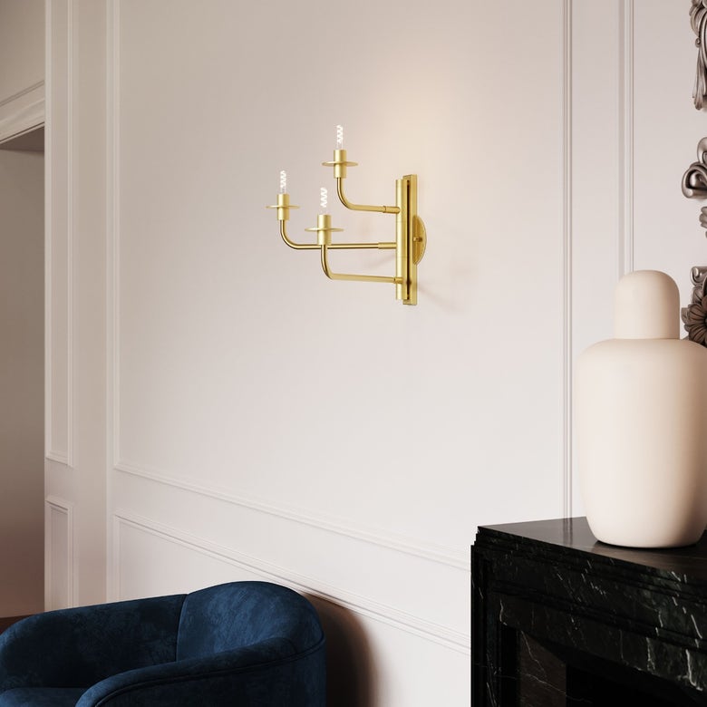 SONNEMAN Atelier 3-Light Satin Brass Optical Acrylic Shade Wall Sconce