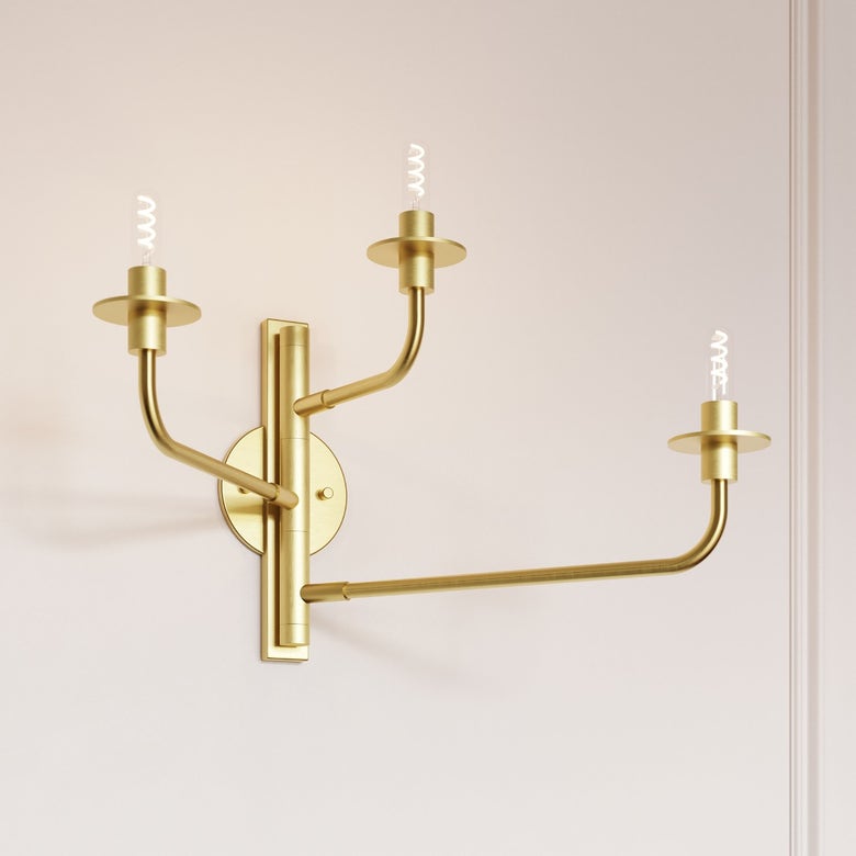 SONNEMAN Atelier 3-Light Satin Brass Optical Acrylic Shade Wall Sconce