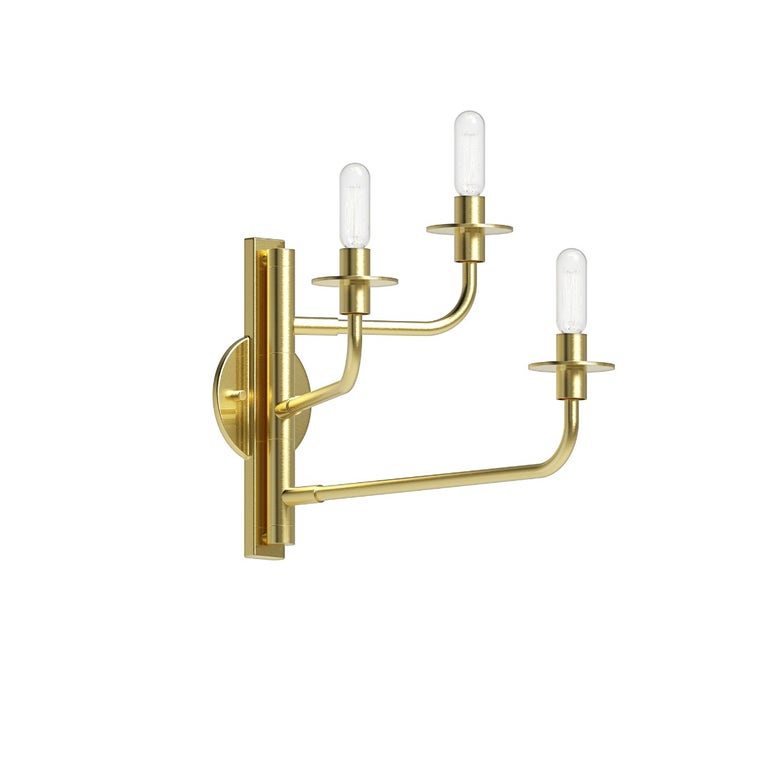 SONNEMAN Atelier 3-Light Satin Brass Optical Acrylic Shade Wall Sconce