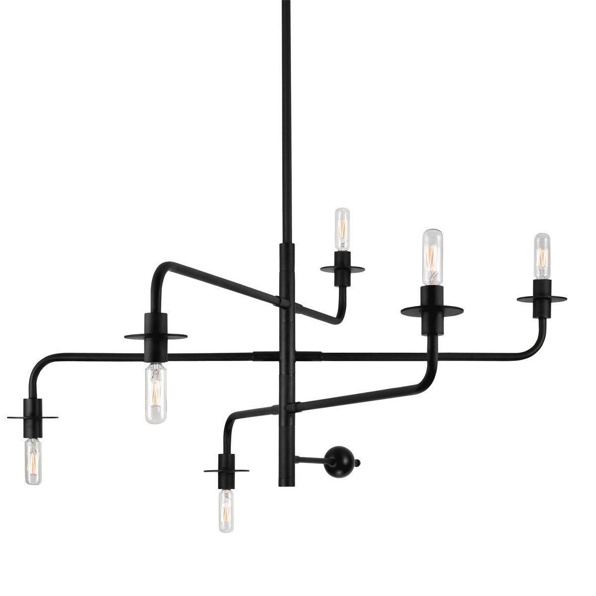 SONNEMAN Atelier 6-Light Candelabra Base Satin Black Optical Acrylic Chandelier