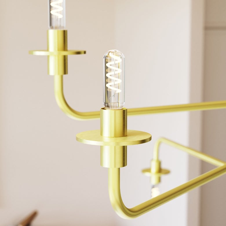 SONNEMAN Atelier 6-Light Candelabra Base Satin Brass Optical Acrylic Chandelier