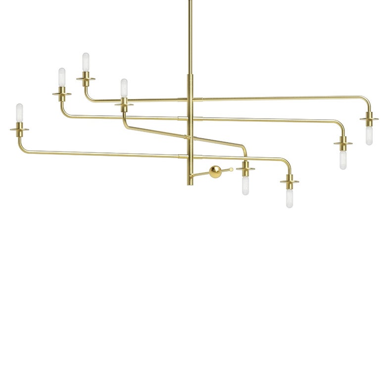 SONNEMAN Atelier 8-Light Candelabra Base Satin Brass Optical Acrylic Chandelier