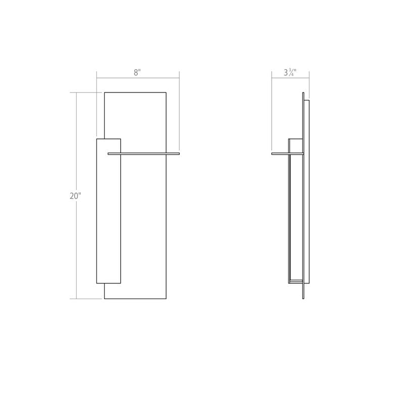 SONNEMAN Backgate 20" 1-Light LED Textured Gray Aluminum Shade Left Orientation Wall Sconce