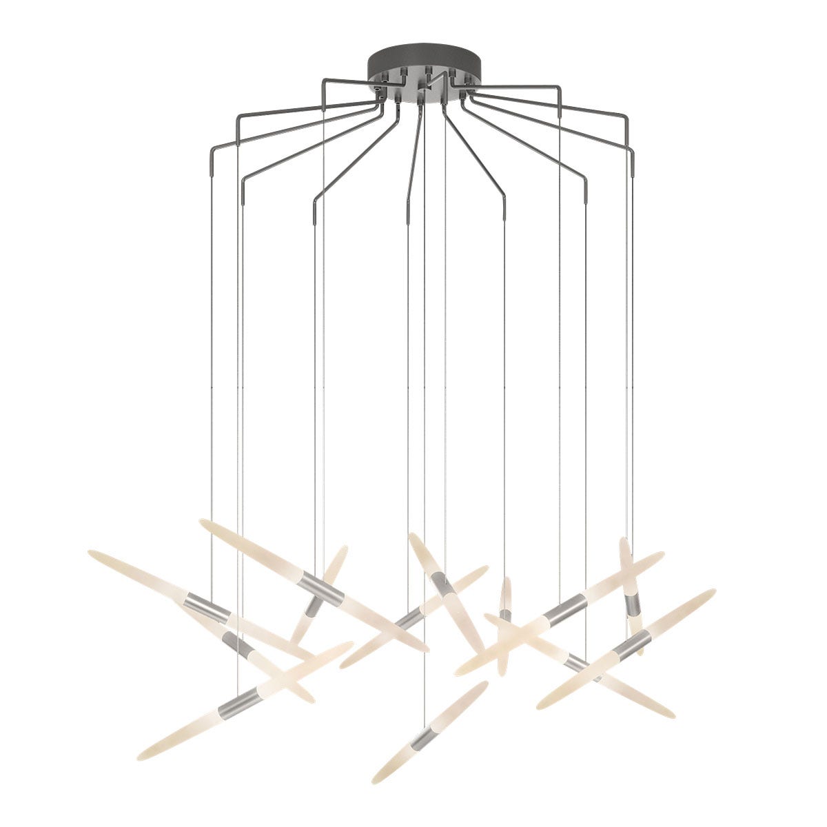 SONNEMAN Ballet 13-Light LED Bright Satin Aluminum Spreder Shape Frosted Acrylic Shade Chandelier With 20FT Cord Length