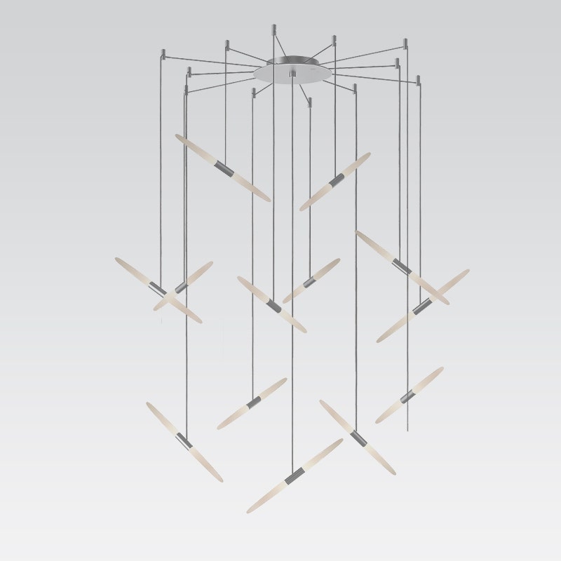 SONNEMAN Ballet 13-Light LED Bright Satin Aluminum Swag Shape Frosted Acrylic Shade Chandelier With 20FT Cord Length