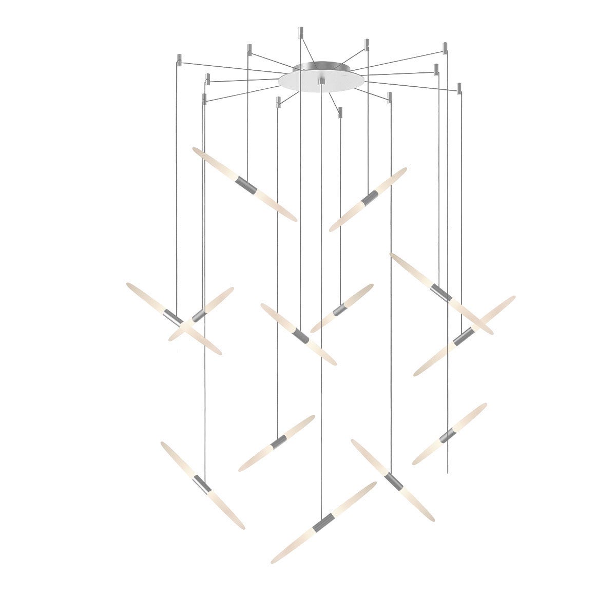 SONNEMAN Ballet 13-Light LED Bright Satin Aluminum Swag Shape Frosted Acrylic Shade Chandelier With 20FT Cord Length