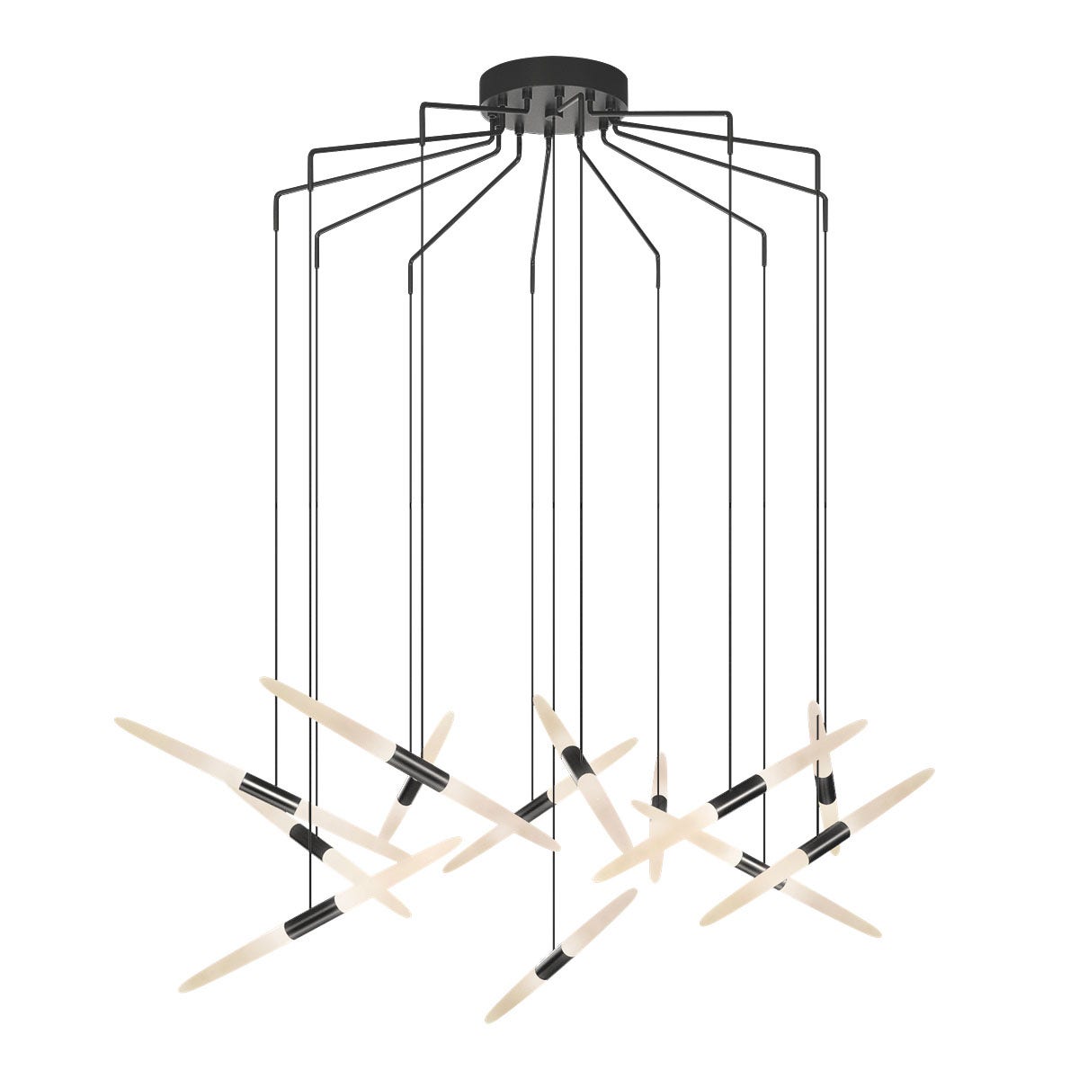 SONNEMAN Ballet 13-Light LED Satin Black Spreader Shape Frosted Acrylic Shade Chandelier With 20FT Cord Length