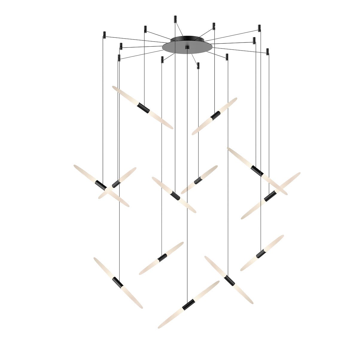 SONNEMAN Ballet 13-Light LED Satin Black Swag Shape Frosted Acrylic Shade Chandelier With 20FT Cord Length