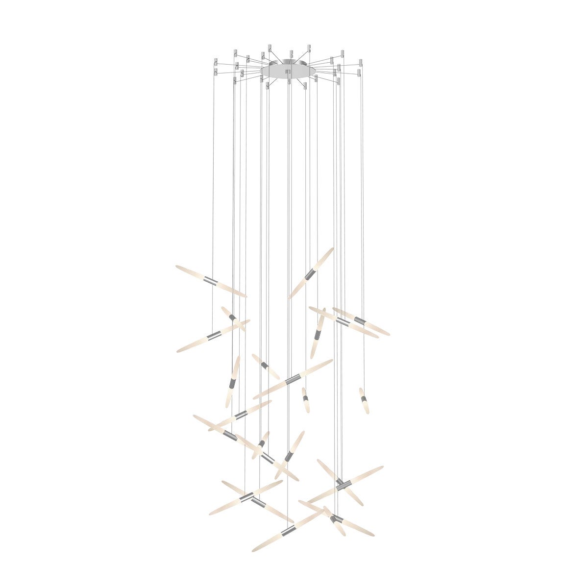 SONNEMAN Ballet 24-Light LED Bright Satin Aluminum Swag Shape Frosted Acrylic Shade Chandelier With 20FT Cord Length