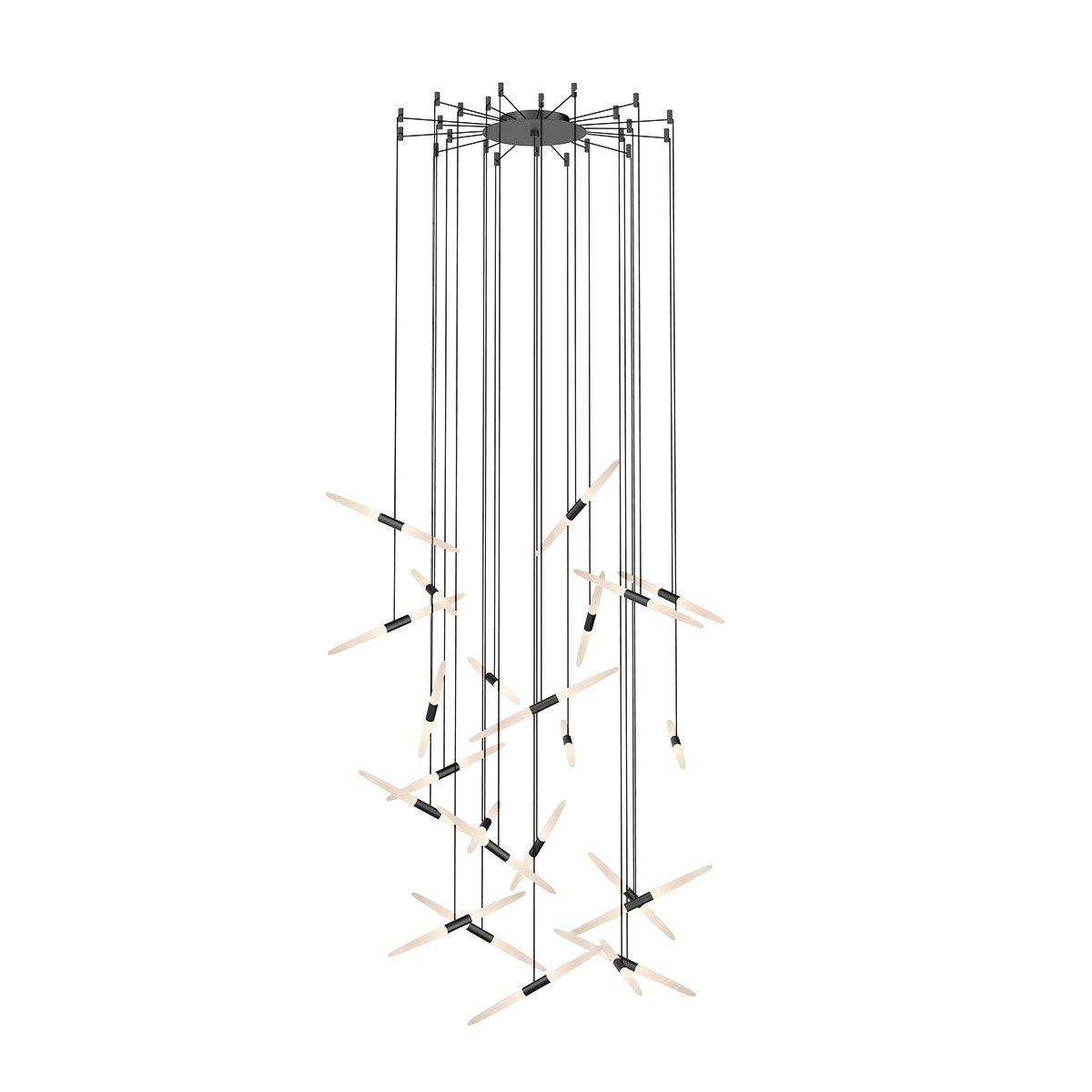 SONNEMAN Ballet 24-Light LED Satin Black Swag Shape Frosted Acrylic Shade Chandelier With 10FT Cord Length
