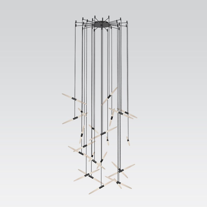 SONNEMAN Ballet 24-Light LED Satin Black Swag Shape Frosted Acrylic Shade Chandelier With 20FT Cord Length