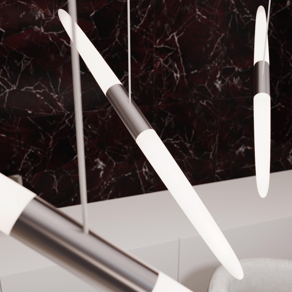 SONNEMAN Ballet 9-Light LED Bright Satin Aluminum Spreader Shape Frosted Acrylic Shade Chandelier