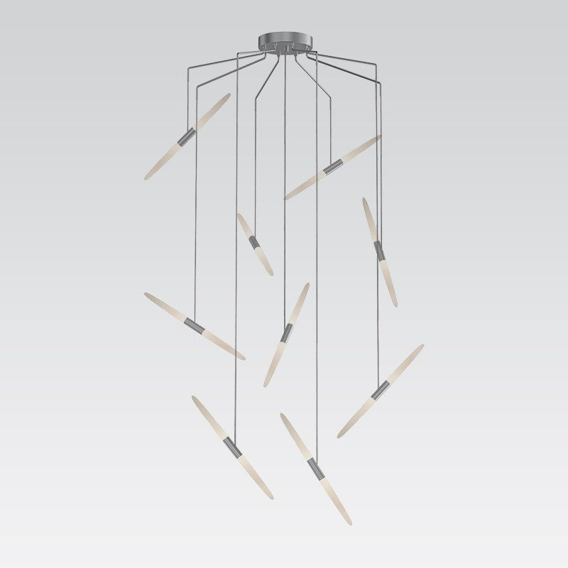 SONNEMAN Ballet 9-Light LED Bright Satin Aluminum Spreader Shape Frosted Acrylic Shade Chandelier With 20FT Cord Length