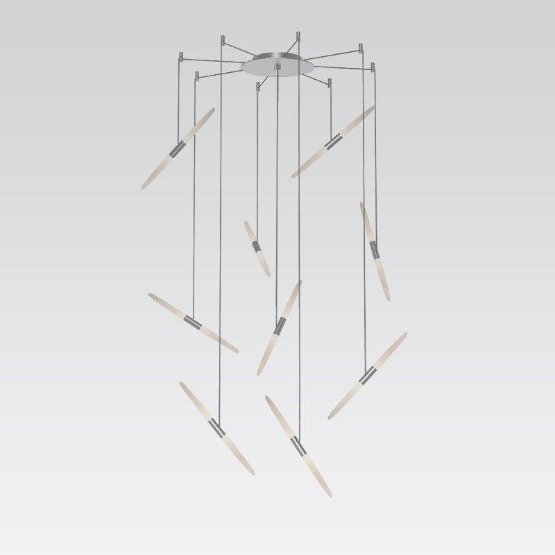 SONNEMAN Ballet 9-Light LED Bright Satin Aluminum Swag Shape Frosted Acrylic Shade Chandelier With 20FT Cord Length