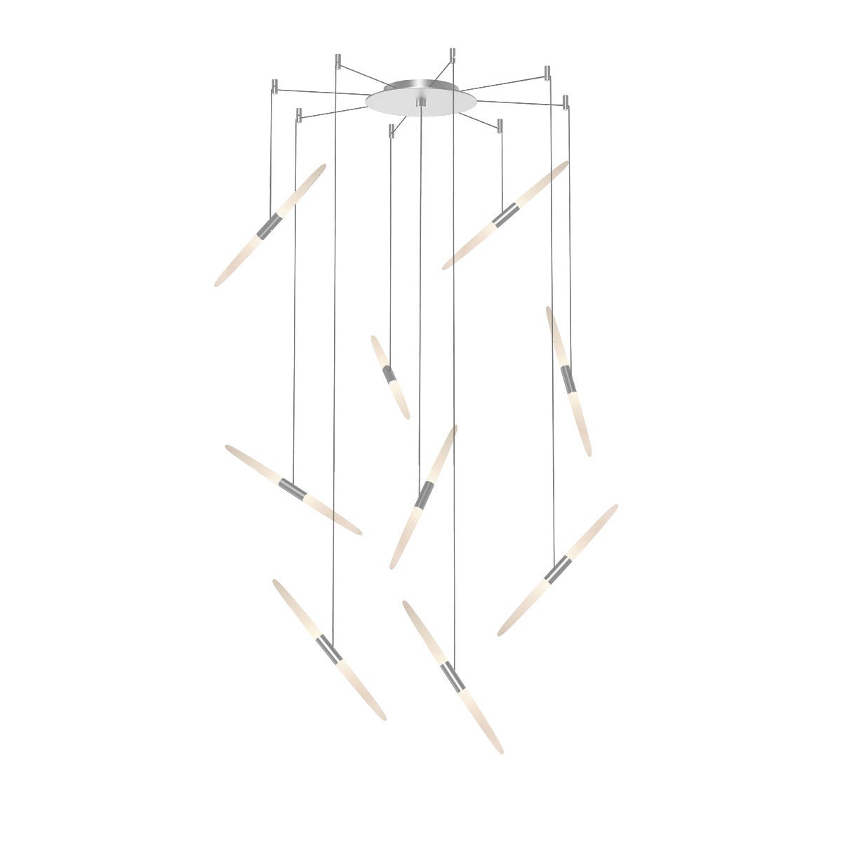 SONNEMAN Ballet 9-Light LED Bright Satin Aluminum Swag Shape Frosted Acrylic Shade Chandelier