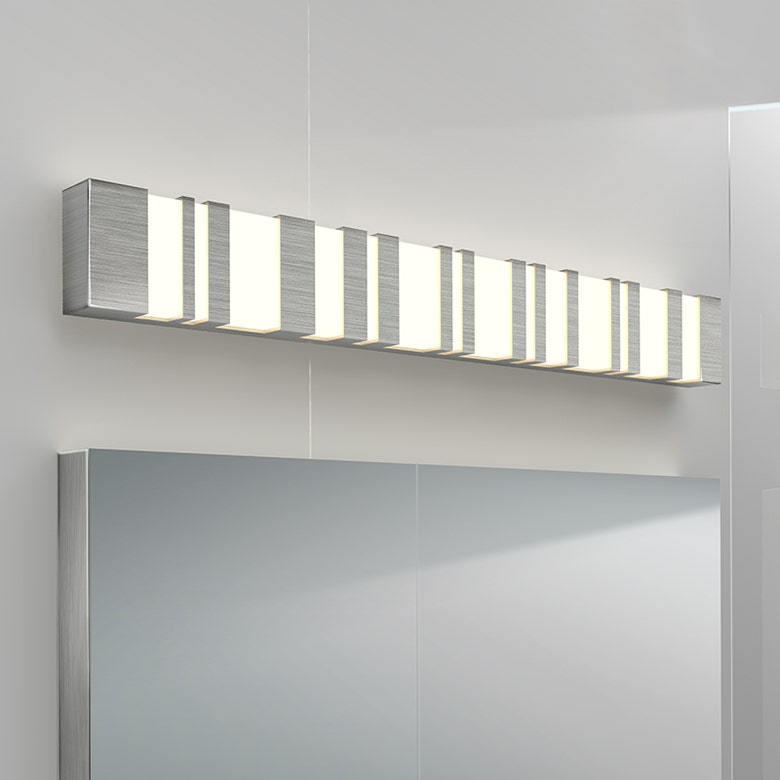 SONNEMAN Bath Notes 32" 1-Light LED Satin Chrome Metal Shade Vanity Bar Lighting