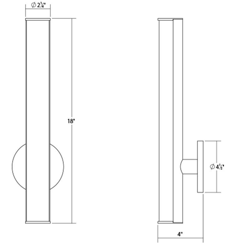 SONNEMAN Bauhaus Columns 18" 1-Light LED Polished Chrome White Etched Glass Shade Vanity Bath Bar Lighting