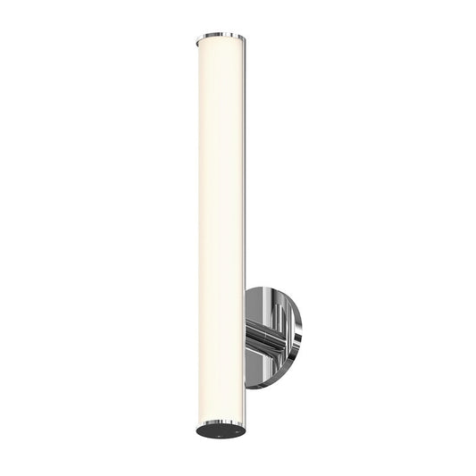 SONNEMAN Bauhaus Columns 18" 1-Light LED Polished Chrome White Etched Glass Shade Vanity Bath Bar Lighting