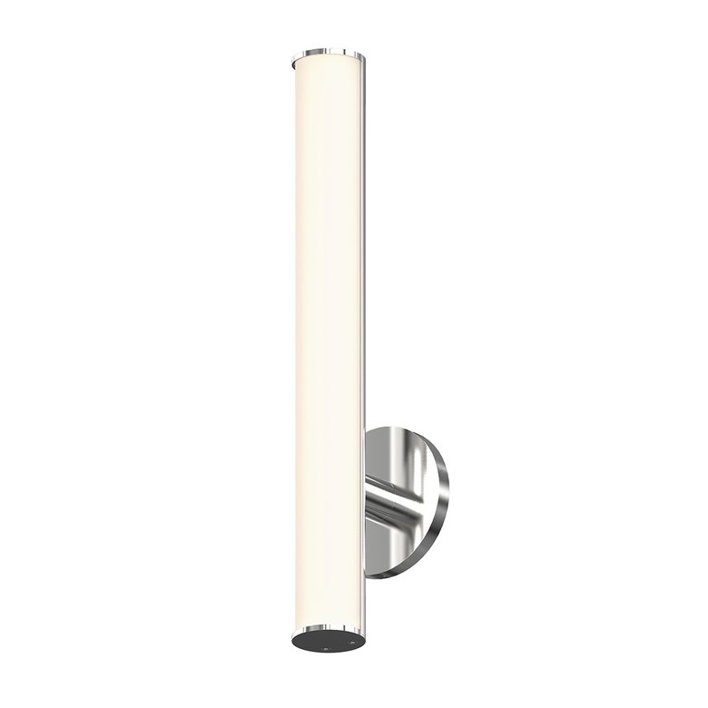 SONNEMAN Bauhaus Columns 18" 1-Light LED Satin Chrome White Etched Glass Shade Vanity Bath Bar Lighting