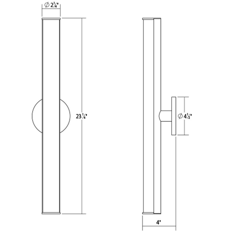 SONNEMAN Bauhaus Columns 24" 1-Light LED Polished Chrome White Etched Glass Shade Vanity Bath Bar Lighting