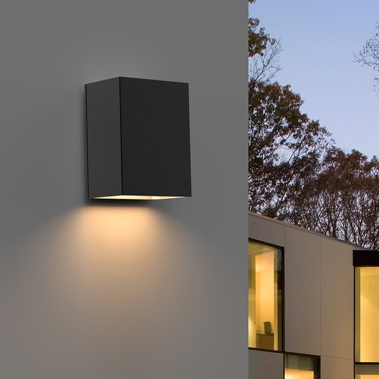 SONNEMAN Box 1-Light LED Textured Bronze Diecast Aluminum Shade Wall Sconce
