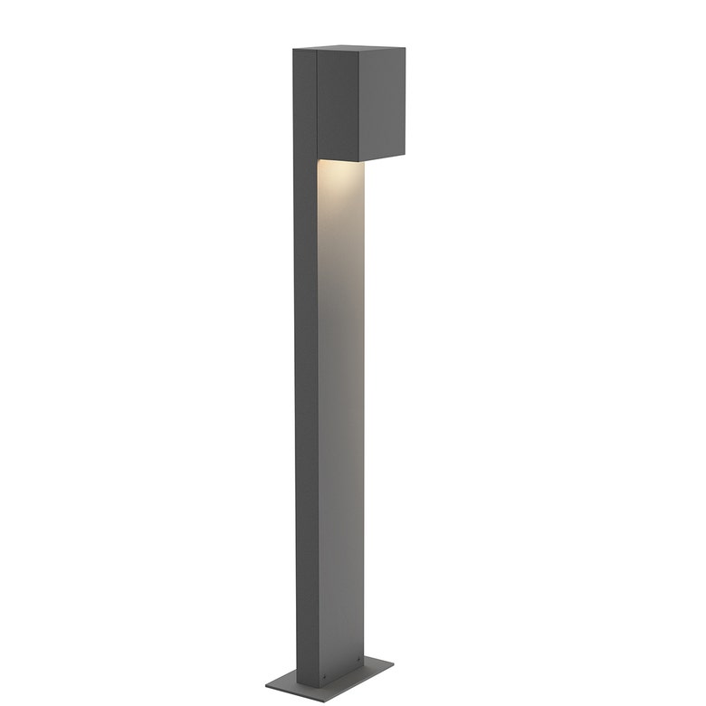 SONNEMAN Box 28" 1-Light LED Textured Gray Diecast Aluminum Shade Bollard Light