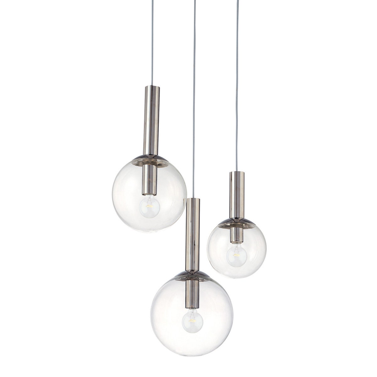 SONNEMAN Bubbles 3-Light Polished Nickel Glass Shade Pendant Light