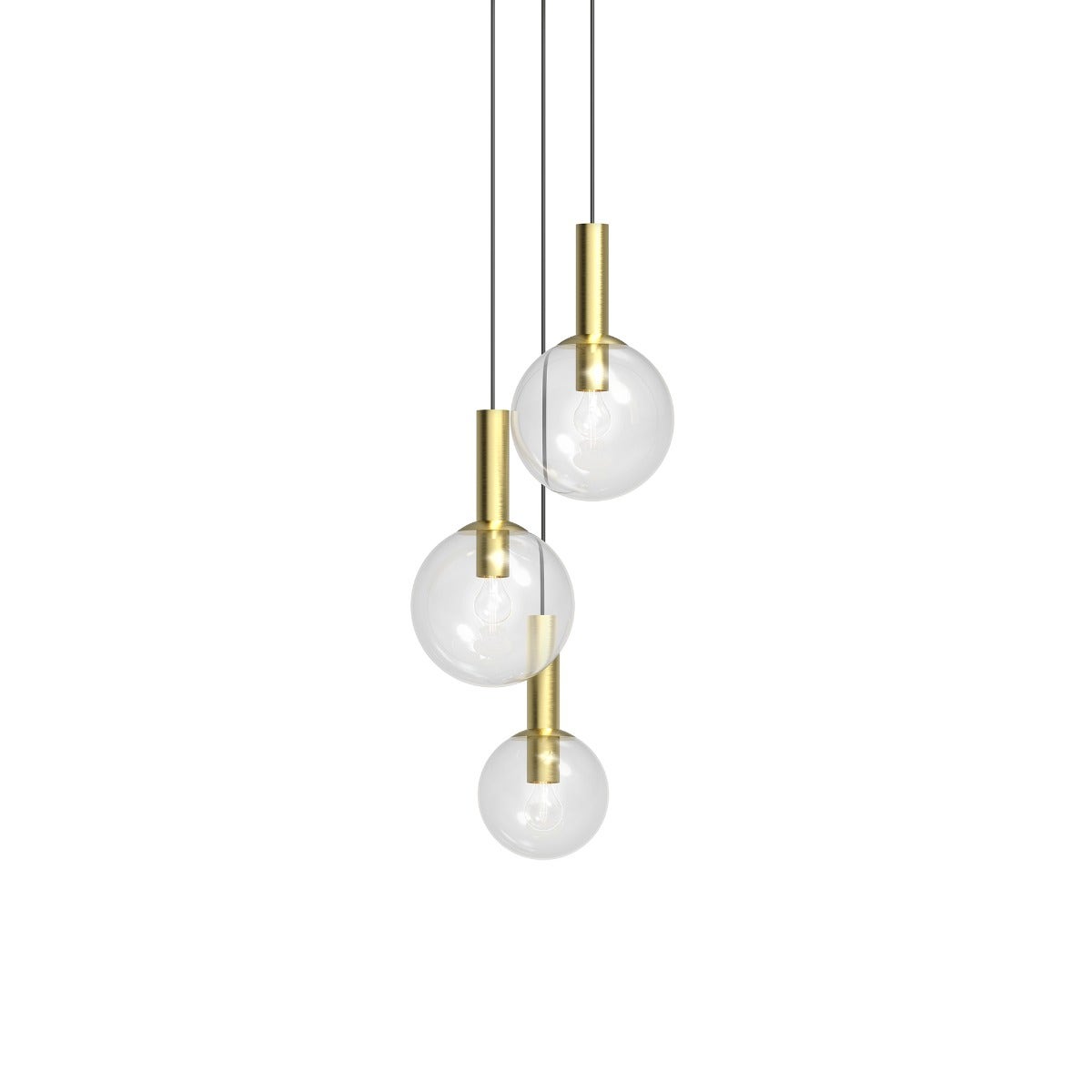SONNEMAN Bubbles 3-Light Satin Brass Glass Shade Pendant Light