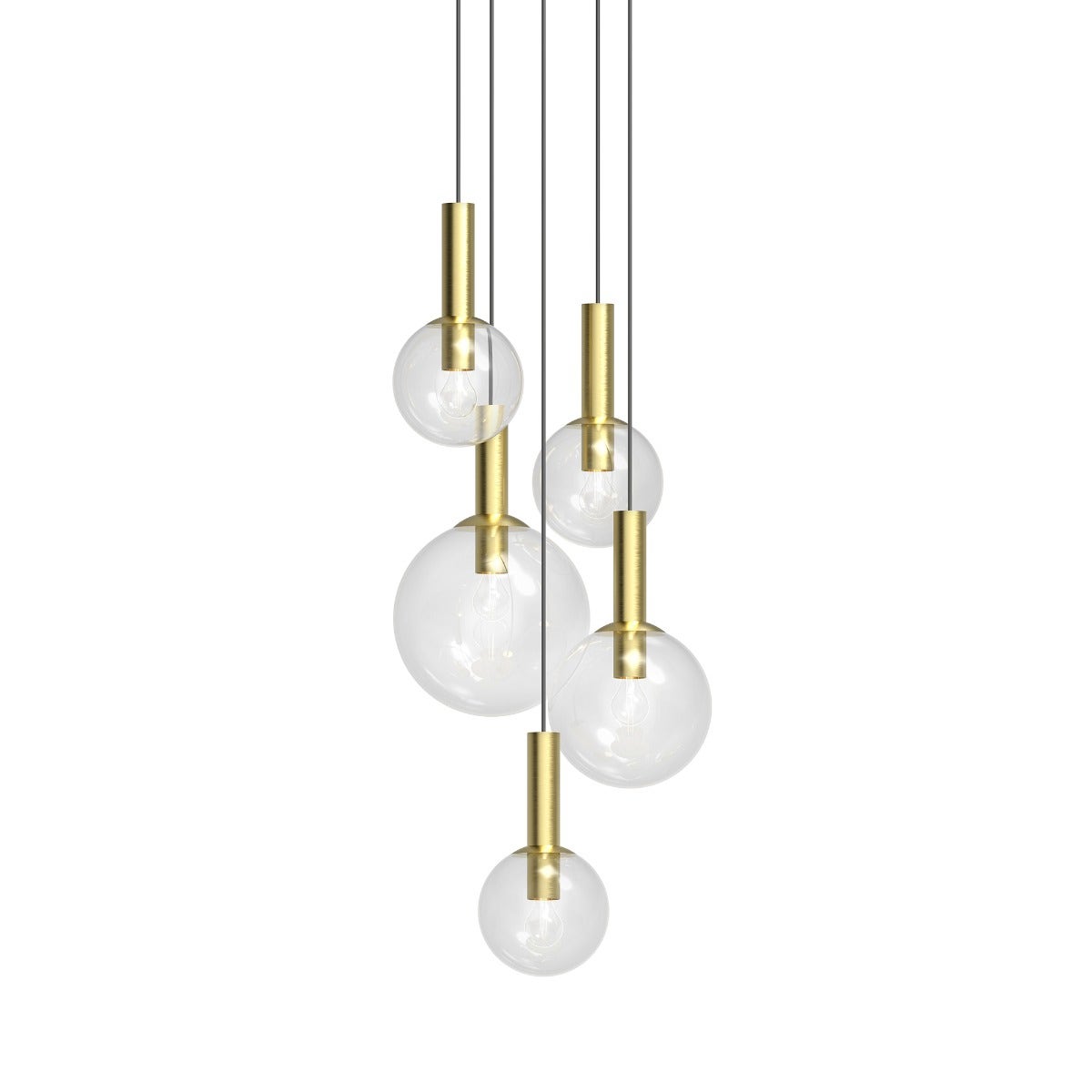SONNEMAN Bubbles 5-Light Satin Brass Glass Shade Pendant Light