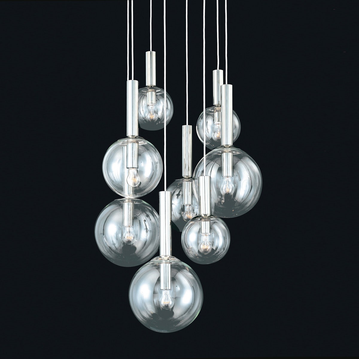 SONNEMAN Bubbles 8-Light Polished Nickel Glass Shade Pendant Light