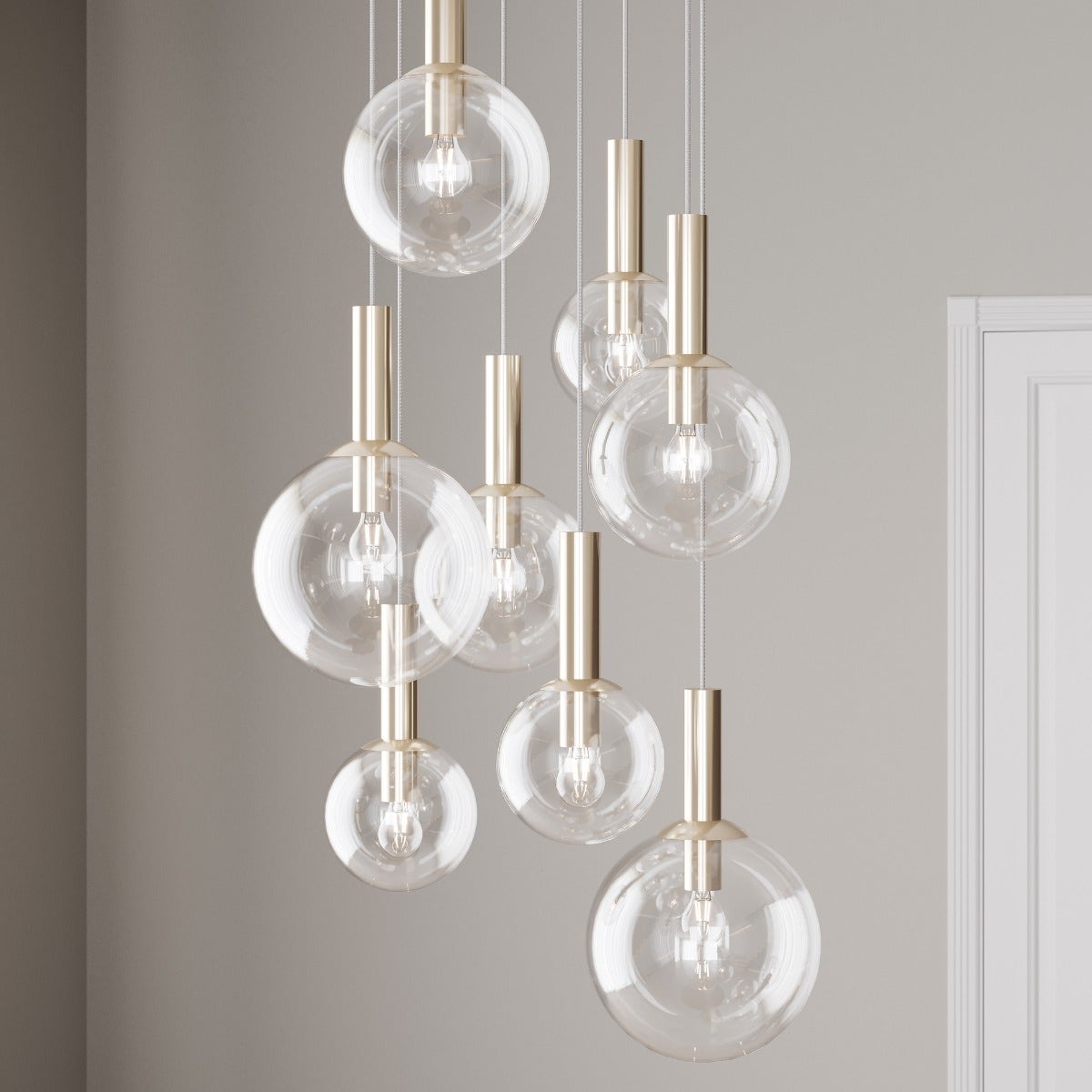 SONNEMAN Bubbles 8-Light Polished Nickel Glass Shade Pendant Light