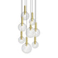 SONNEMAN Bubbles 8-Light Satin Brass Glass Shade Pendant Light