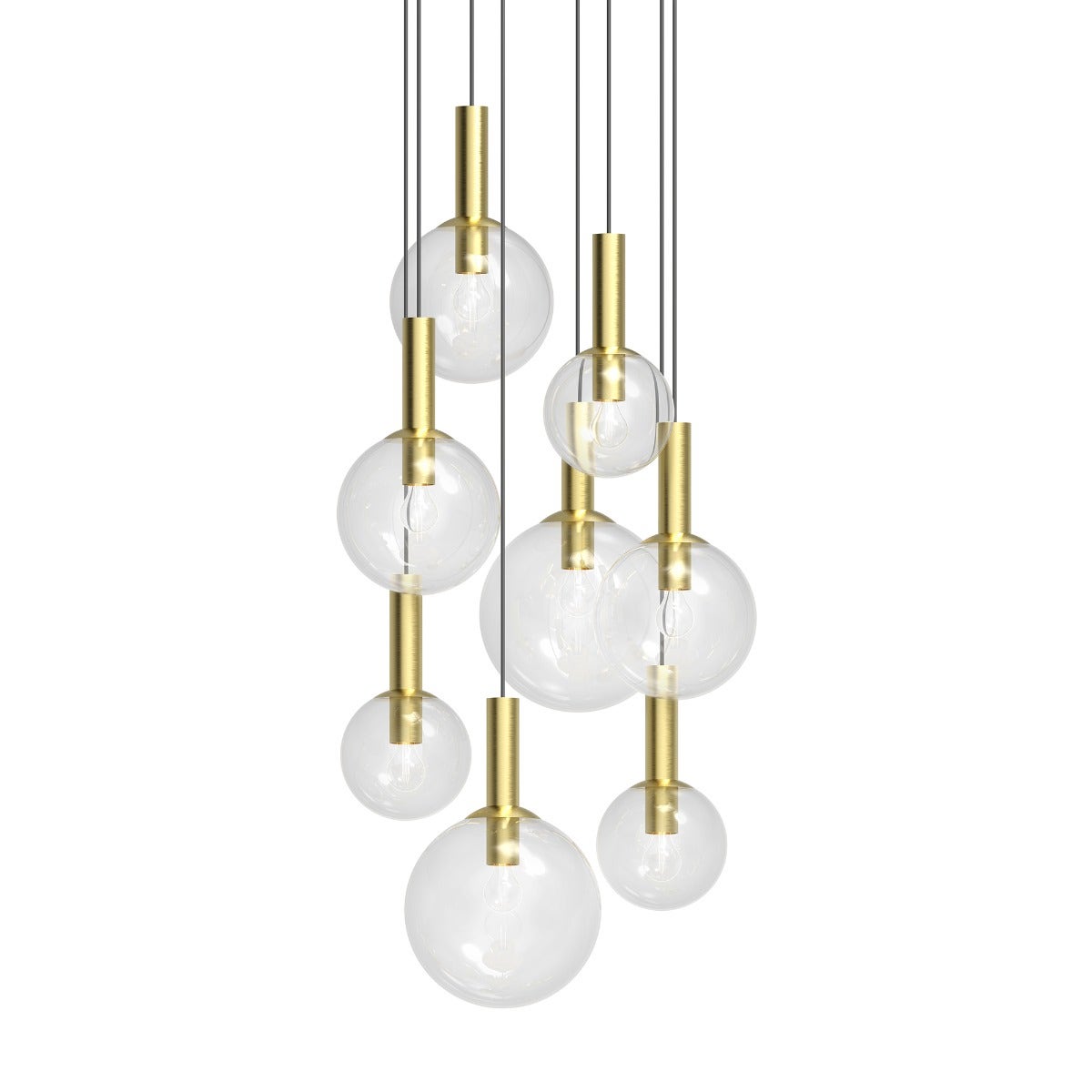 SONNEMAN Bubbles 8-Light Satin Brass Glass Shade Pendant Light