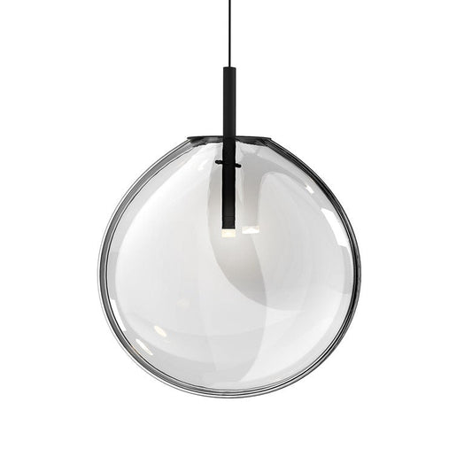 SONNEMAN Cantina 1-Light LED Satin Black Clear Glass Shade Large Pendant Light