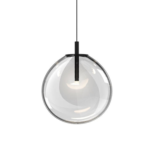 SONNEMAN Cantina 1-Light LED Satin Black Clear Glass Shade Medium Pendant Light