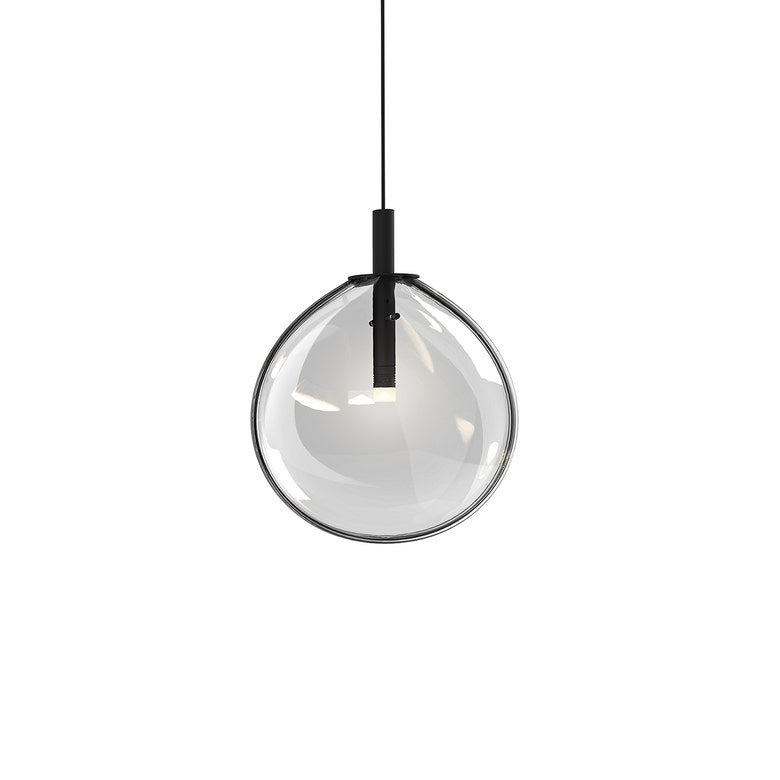 SONNEMAN Cantina 1-Light LED Satin Black Clear Glass Shade Small Pendant Light
