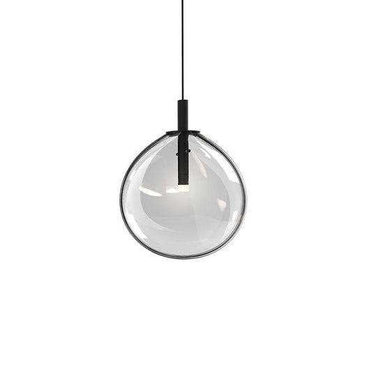 SONNEMAN Cantina 1-Light LED Satin Black Clear Glass Shade Small Pendant Light